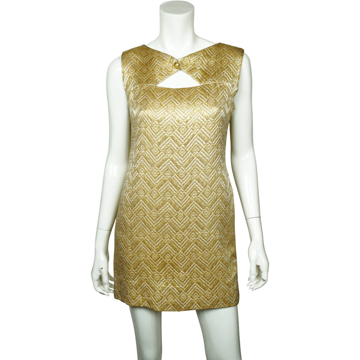 Vintage 1960s Mini Dress Gold Lamé Mod ...